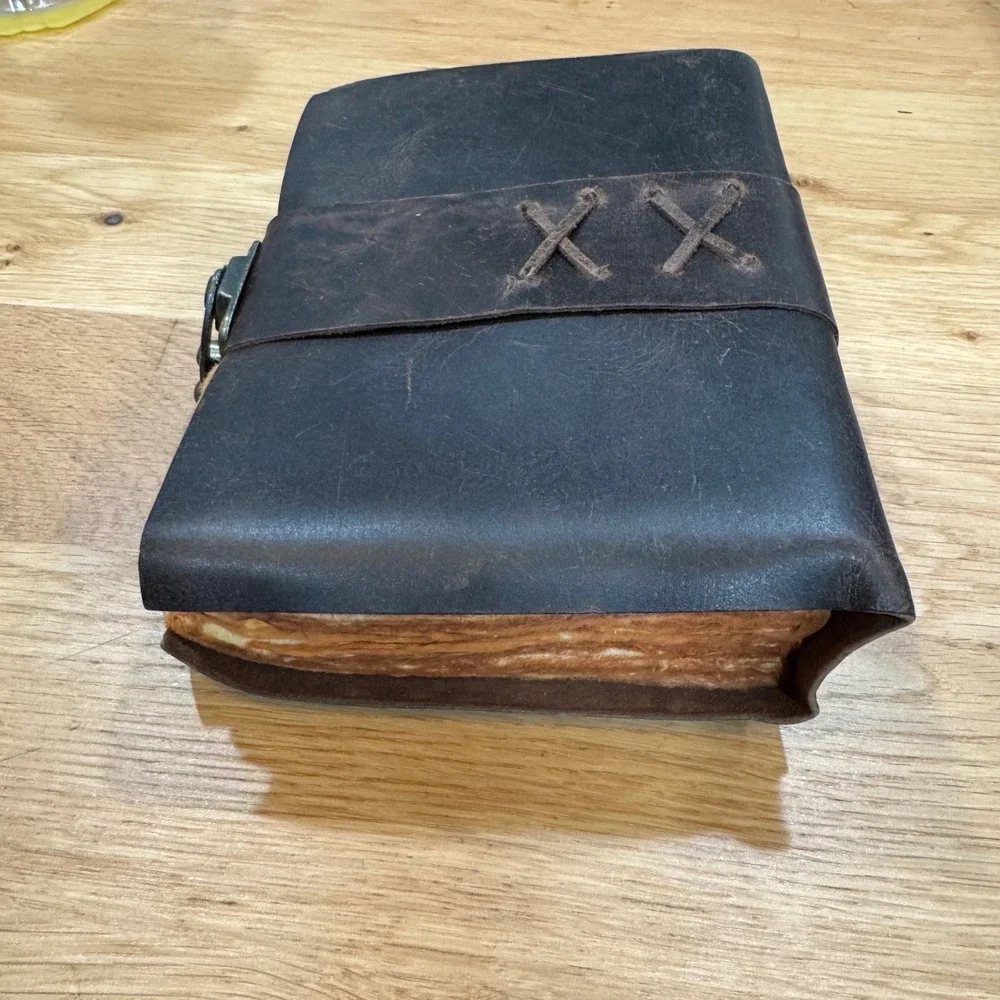 Handmade Leather Journal Dark Brown Distressed Deckle Edge Paper Clasp 7x5